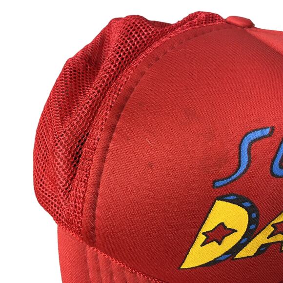 Vintage Super Dad Red  Adjustable Star Special Trucker SnapBack Hat - Picture 3 of 8